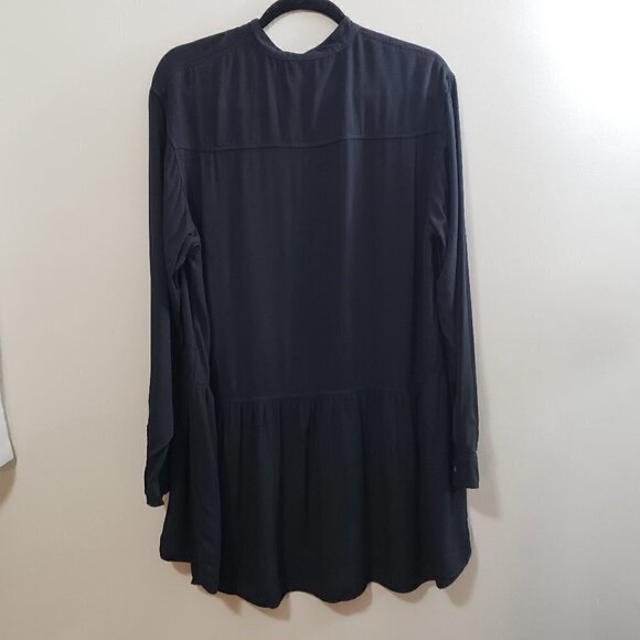 Wilfred Free Aritzia Mini Shirt Dress Black Sz M - Picture 3 of 12